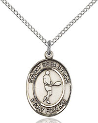 Sterling Silver St. Sebastian/Tennis Pendant 8166