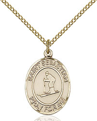 14kt Gold Filled St. Sebastian/Skiing Pendant 8169