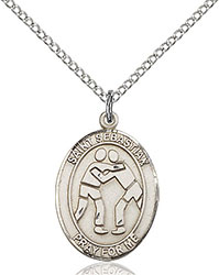 Sterling Silver St. Sebastian/Wrestling Pendant 8171