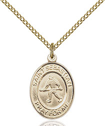 14kt Gold Filled St. Sebastian/Field Hockey Pendant 8178