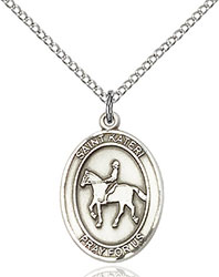 Sterling Silver St. Kateri Equestrian Pendant 8182