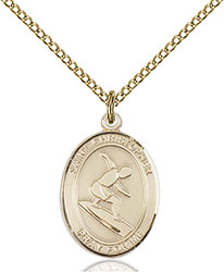 14kt Gold Filled St. Christopher/Surfing Pendant 8184