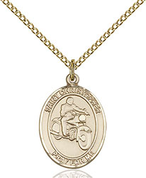 14kt Gold Filled St. Christopher/Motorcycle Pendant 8185