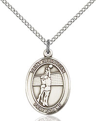 Sterling Silver St. Sebastian Volleyball Pendant 8186