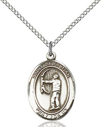 Sterling Silver St. Sebastian Archery Pendant 8189