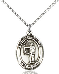 Sterling Silver St. Christopher/Archery Pendant 8190