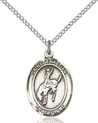 Sterling Silver St. Sebastian Rodeo Pendant 8191