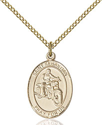 14kt Gold Filled St. Sebastian Motorcycle Pendant 8197