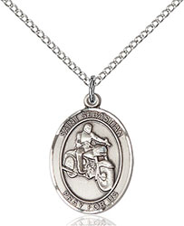 Sterling Silver St. Sebastian Motorcycle Pendant 8197