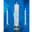 Holy Matrimony Silver &amp; White Unity Candle Set