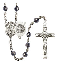 St. Benedict 6mm Hematite Rosary R6002S-8008