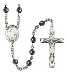 St. Charles Borromeo 6mm Hematite Rosary R6002S-8020