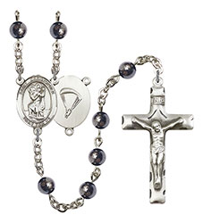 St. Christopher/Paratrooper 6mm Hematite Rosary R6002S-8022S7