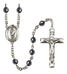 St. Florian 6mm Hematite Rosary R6002S-8034