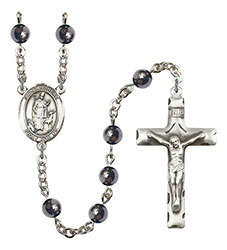 St. Hubert of Liege 6mm Hematite Rosary R6002S-8045