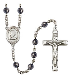 St. John Bosco 6mm Hematite Rosary R6002S-8055