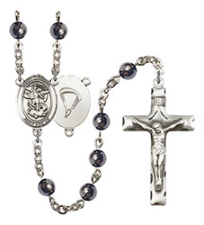 St. Michael/Paratrooper 6mm Hematite Rosary R6002S-8076S7