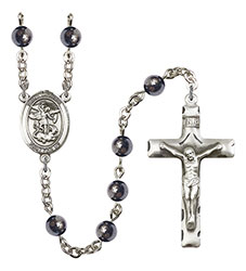 St. Michael the Archangel 6mm Hematite Rosary R6002S-8076