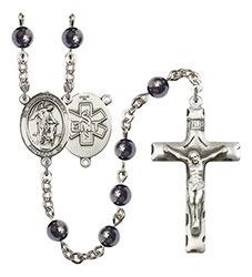 Guardian Angel/EMT 6mm Hematite Rosary R6002S-8118S10