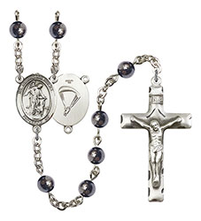 Guardian Angel/Paratrooper 6mm Hematite Rosary R6002S-8118S7