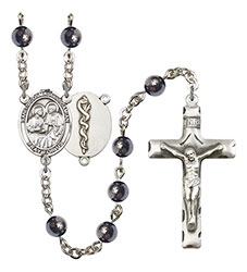 Sts. Cosmas &amp; Damian/Doctors 6mm Hematite Rosary R6002S-8132S8