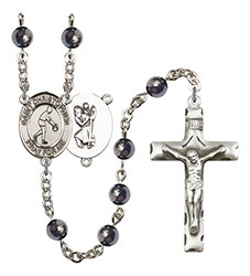 St. Christopher/Basketball 6mm Hematite Rosary R6002S-8153