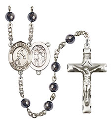 St. Sebastian/Basketball 6mm Hematite Rosary R6002S-8163