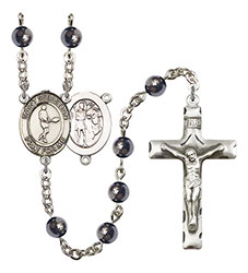 St. Sebastian/Tennis 6mm Hematite Rosary R6002S-8166