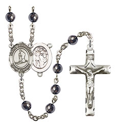 St. Sebastian/Skiing 6mm Hematite Rosary R6002S-8169