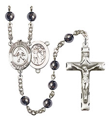 St. Sebastian/Field Hockey 6mm Hematite Rosary R6002S-8178