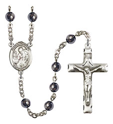 St. Alphonsus 6mm Hematite Rosary R6002S-8221