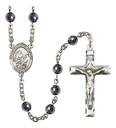 St. Bernard of Montjoux 6mm Hematite Rosary R6002S-8264