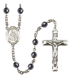 St. Angela Merici 6mm Hematite Rosary R6002S-8284