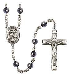 St. Vitus 6mm Hematite Rosary R6002S-8368