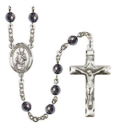 St. Simon the Apostle 6mm Hematite Rosary R6002S-8375