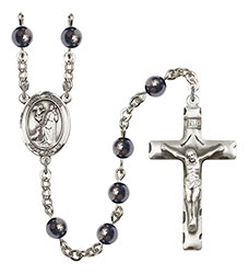 St. Rocco 6mm Hematite Rosary R6002S-8377