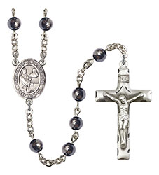 St. Claude de la Colombiere 6mm Hematite Rosary R6002S-8432