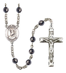 St. Pius X 6mm Hematite Rosary R6002S-8452