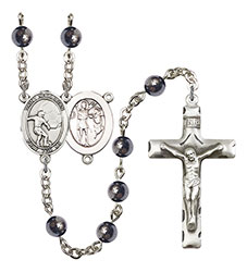 St. Sebastian/Soccer 6mm Hematite Rosary R6002S-8603