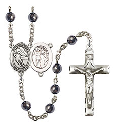 St. Sebastian/Hockey 6mm Hematite Rosary R6002S-8604