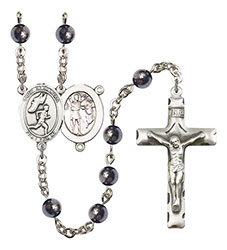 St. Sebastian/Track &amp; Field 6mm Hematite Rosary R6002S-8609