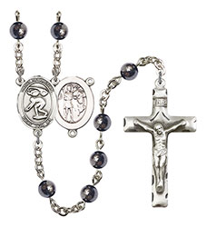 St. Sebastian/Swimming 6mm Hematite Rosary R6002S-8611