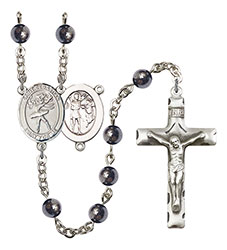 St. Sebastian/Dance 6mm Hematite Rosary R6002S-8612