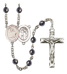 St. Sebastian/Gymnastics 6mm Hematite Rosary R6002S-8613