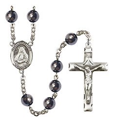 St. Frances Cabrini 8mm Hematite Rosary R6003S-8011
