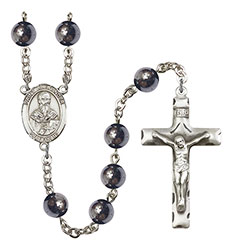 St. Alexander Sauli 8mm Hematite Rosary R6003S-8012