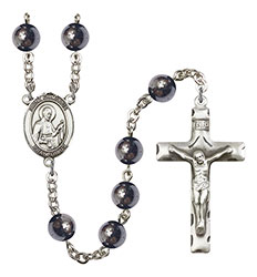 St. Camillus of Lellis 8mm Hematite Rosary R6003S-8019