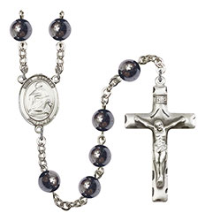 St. Charles Borromeo 8mm Hematite Rosary R6003S-8020