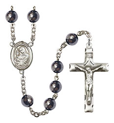 St. Clare of Assisi 8mm Hematite Rosary R6003S-8028