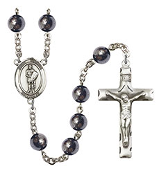 St. Florian 8mm Hematite Rosary R6003S-8034